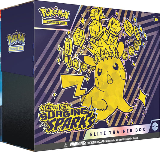Scarlet & Violet Surging Sparks Elite Trainer Box, 9 Packs, Card Sleeves, Energy, Factory Sealed, New