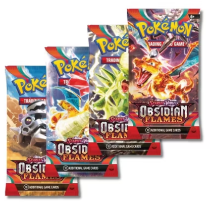 Pokemon Scarlet & Violet Obsidian Flames Loose Booster Packs, 36 Count