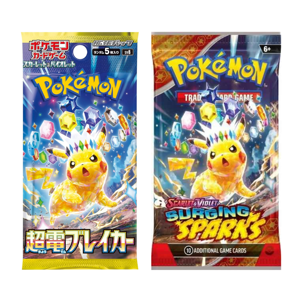 Surging Sparks Booster Pack & Electric Breaker Booster Pack Bundle, 2-Pack, 1 English, 1 Japanese
