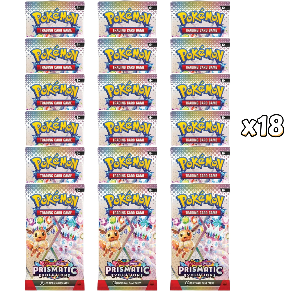 Pokemon Prismatic Evolutions Booster Pack, 18 Count